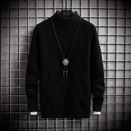Gestreifter warmer halber Rollkragenpullover Männer