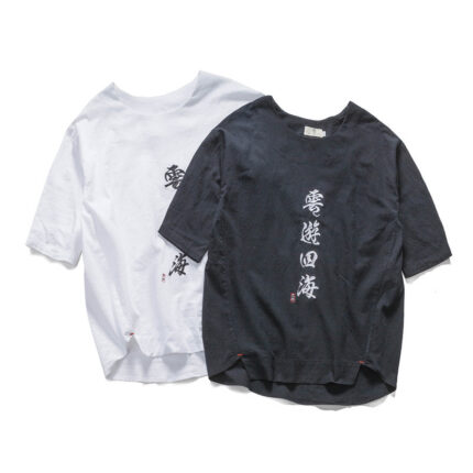 Besticktes kurzärmeliges T-Shirt aus Baumwolle Herren