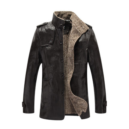 Plüsch-Lederjacke für Männer