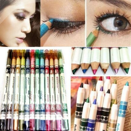Kosmetik 12 Farben Glitter Lip Liner Lidschatten Eyeliner Bleistift Makeup