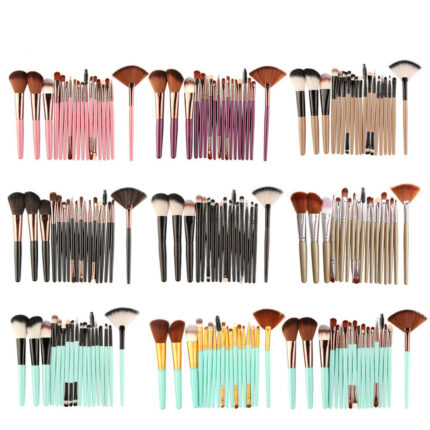 Augenpinsel, Rougepinsel, Iip-Pinsel und fächerförmiges Makeup-Pinselset