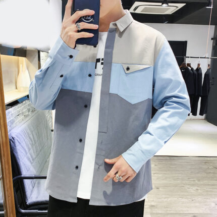 Hemdjacke mit Farbblock Herren