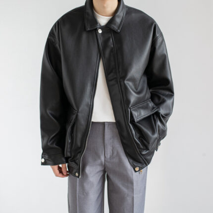 Schwarze schicke Lederjacke für Männer