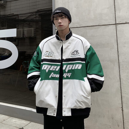 Herren Retro Racing Baseball Jacke