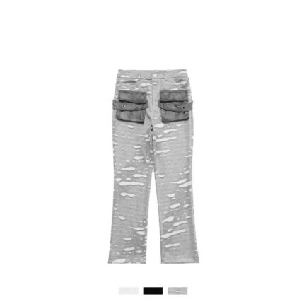 High Street Dark Vibe Wind Heavy Industry Ripped Casual Pants For Men And Women American Trend Niche Loose Straight Flared Trousers