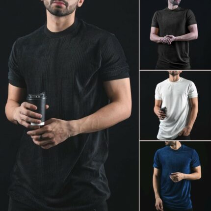 Lässiges Rundhals-T-Shirt mit halben Ärmeln
