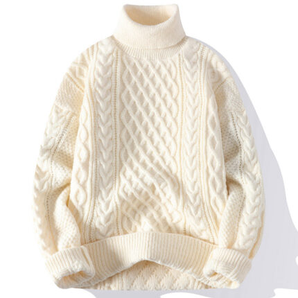 Vintage Jacquard-Rollkragenpullover Männer