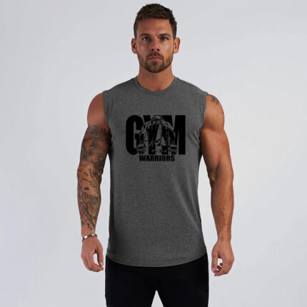 Bedrucktes enges Fitness-Sport-Tanktop für Männer ärmellos