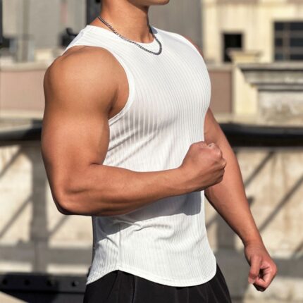 Gestreiftes, schnell trocknendes, elastisches Laufen, Warten, Heben, Ausrüstung, Sport, ärmelloses Tanktop