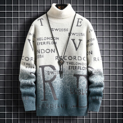 Rollkragenpullover aus Nerzfleece mit Farbverlauf für Männer