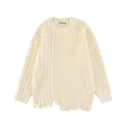 Zerrissener Pullover in fester Farbe