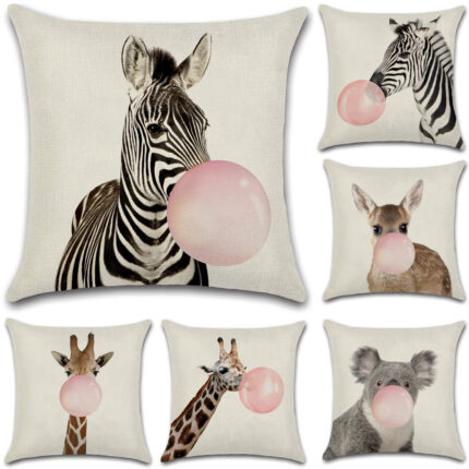 Animal Blowing Bubble Living Room Sofa Cushion Cover