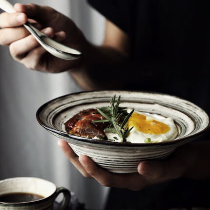 Japanese Style Ceramic Tableware Noodle Dish And Dish Bowl