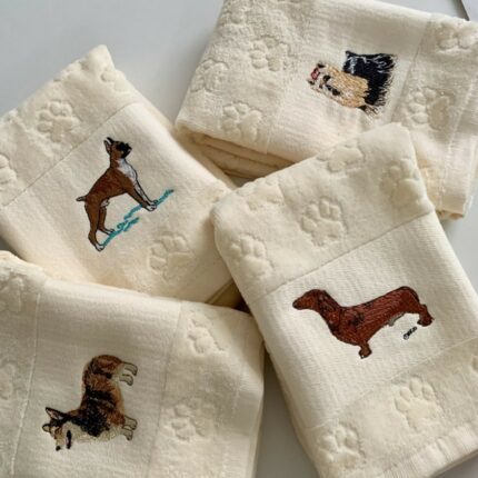 Hund Stickerei Wasser Absorbieren Waschen Handtuch