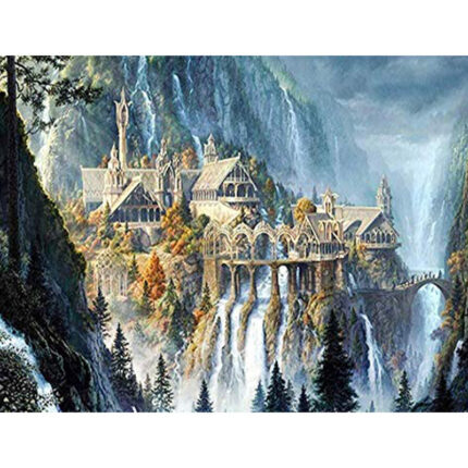 Handgemachte einfache Gewinde Stickerei volle Landschaft Cottage Kreuz stich
