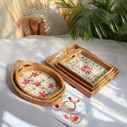 Rattan Shell Tablett Wohnzimmer Hause Ideen