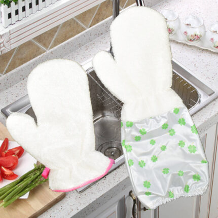 Küchen reinigung Bambus faser Geschirrs pül handschuhe