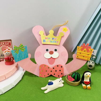 Drei-Dimensionale Musik Karte Rosa Kaninchen Geburtstag Geschenk