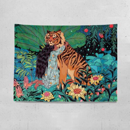Mädchen Und Tiger Frische Wand Tuch Mädchen Schlafzimmer Wand Tuch Vermietung Zimmer Nacht Dekoration Wandteppich