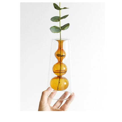 Retro-Glasmalerei-Vase-Kürbis-Hydrokultur-Blumen pflanze