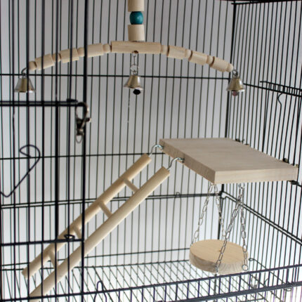 Tiger Haut Pfingstrose Xuan Wenig Sonne Mönch Gnaws Und Entlastet Langeweile Schaukel Leiter Sprungbrett Käfig Spielzeug Glocke Holz Farbe