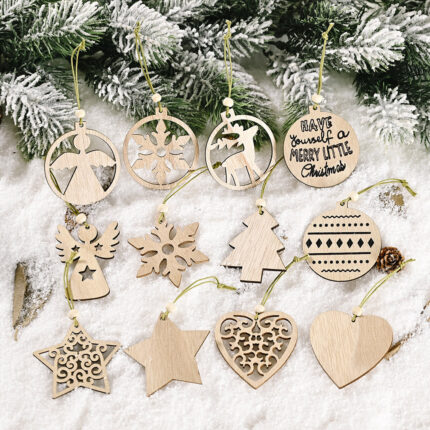 Weihnachts dekorationen Transparent verpackte Holz anhänger