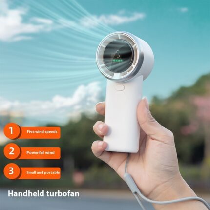 Handheld High-speed Turbine Fan Outdoor Cooling Portable Violent Wind USB Battery Digital Display Desktop