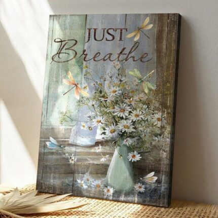 Atmen Leinwand Wand Kunst Vintage Chrysantheme Vase Mit Libelle Malerei Rahmen