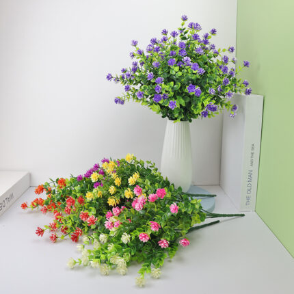 Eukalyptus Camellia Simulation Kunststoff Hochzeit Gartenarbeit Dekorative gefälschte Blume 7 Gabel 35 Kopf