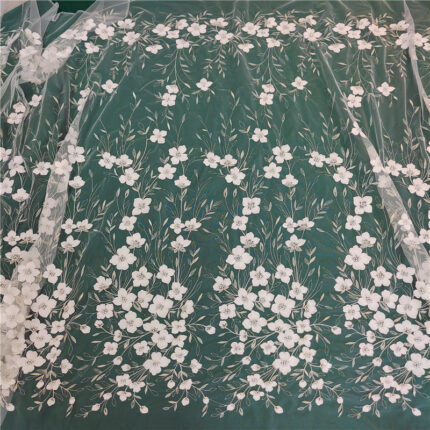 Silber Weiß Perlen Stoff Brautkleid