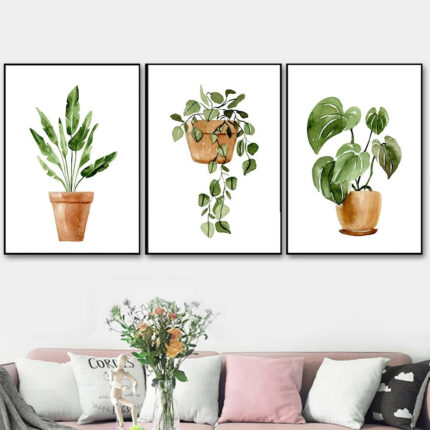 Einfache Stil grüne Pflanzen Wand Kunst Bild Tropische Blätter Dekoration Leinwand Malerei