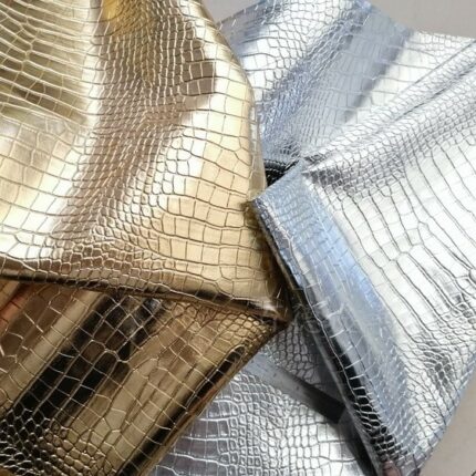 Gold Und Silber Krokodil Handtasche Künstliche Leder Stoff