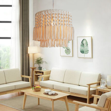 Wohnzimmer Schlafzimmer Dekoration Baumwoll faden Kreative Persönlichkeit Pastoral Stil Gewebter Kronleuchter