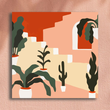 Kunst Retro Griechischer Garten Leinwand Malerei Gürtel Rahmen