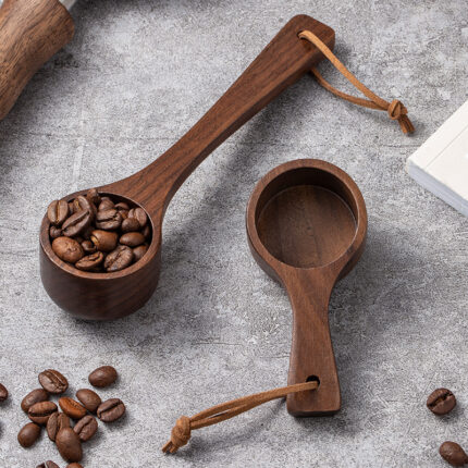 Schwarzer Walnuss hölzerner langer und kurzer Griff Kaffee löffel