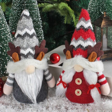 Christmas Deer Horn Doll Grey Red High Hat