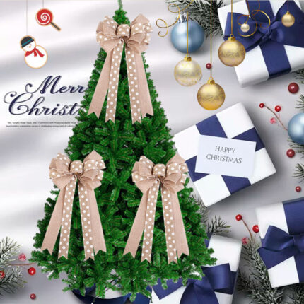 Leinen Beige Bogen Weihnachten Baum Anhänger