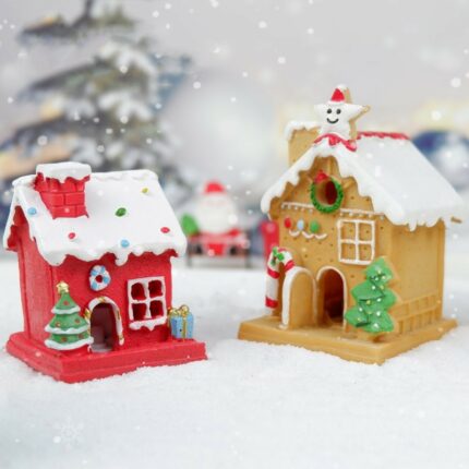 Weihnachts haus leuchtende Harz dekorationen DIY Mikro dekoration Ornamente