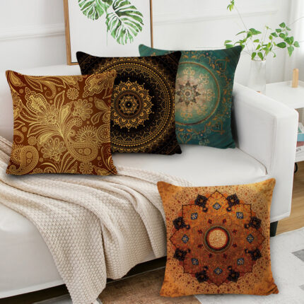 Bohemian Style Mandala Bedside And Sofa Cushion American Retro Linen Pillow Cover