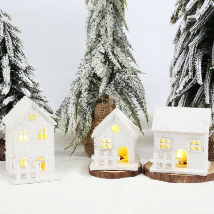 Weihnachtsholz-Kunst handwerk Schneeflocke kleines Haus Beleuchtungs schmuck