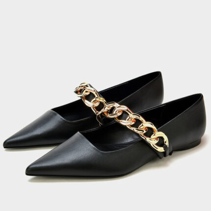 Damenschuhe Kette Dekoration Mode flache Unterseite