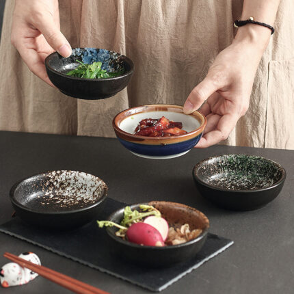 Japanese Style Ceramic Dish Seasoning Dish Small Size Round Household