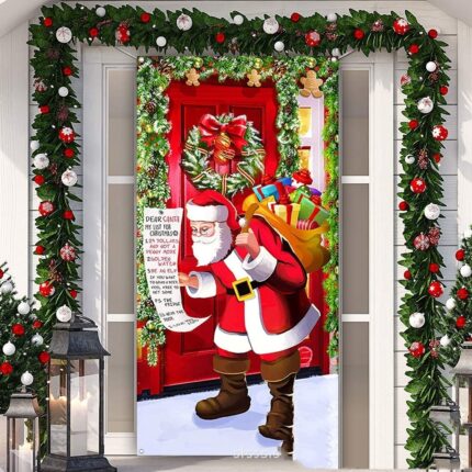 Weihnachtstür-Vorhang-Hintergrund Weihnachtstür-Breite frohes neues Jahr
