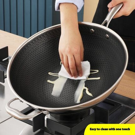 316 Edelstahl Wok doppelseitige Waben