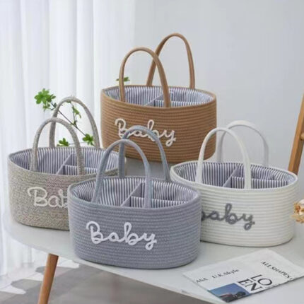 Letter Type Removable Lining Cotton String Weaved Storage Basket