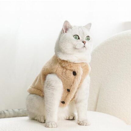 Warme Katzen kleidung Verdickte Fleece-gefütterte Plüsch-Haustier-Weste-Weste kälte beständig und fussel fest