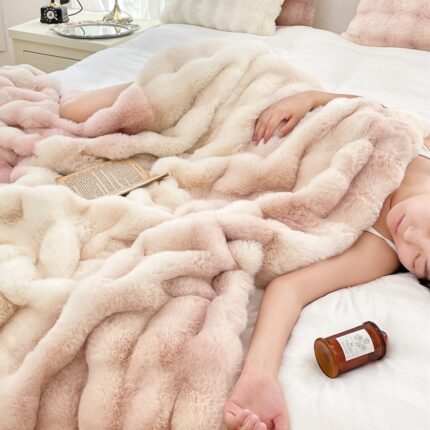 Außenhandel Kaninchen decke Pelz Kaninchen Samt decke Hoch Luxus Kaninchen Samt Decke Decke Kissen Winter Samt Decke