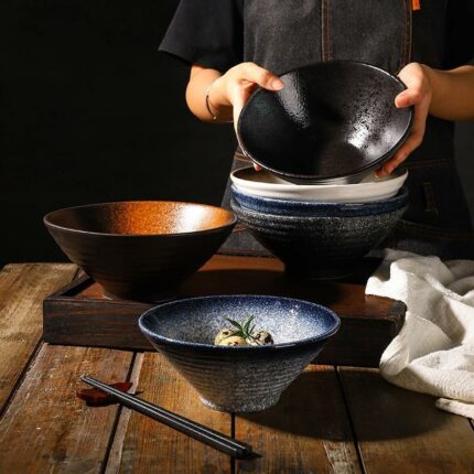 Keramik schale im japanischen Stil Haushalt großes Ramen Kreatives Geschirr