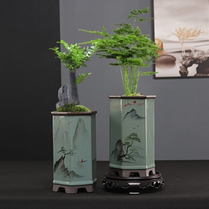 Simple Hexagonal Purple Sand Orchid Flower Pot