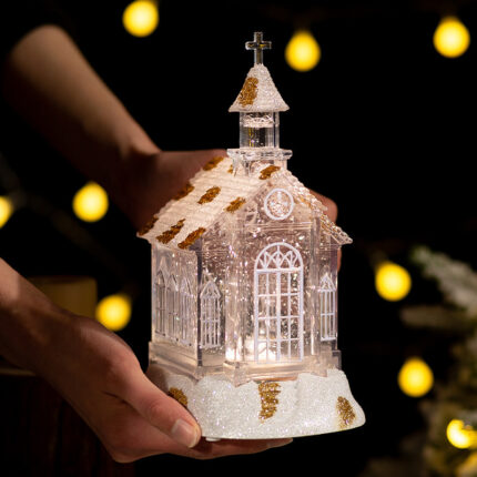 Weihnachts dekorationen Kristall Kirche Haus Musik Box Ornamente